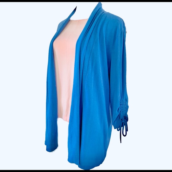 MJ COLLECTION Blue Open Front Cardigan - Picture 2 of 6